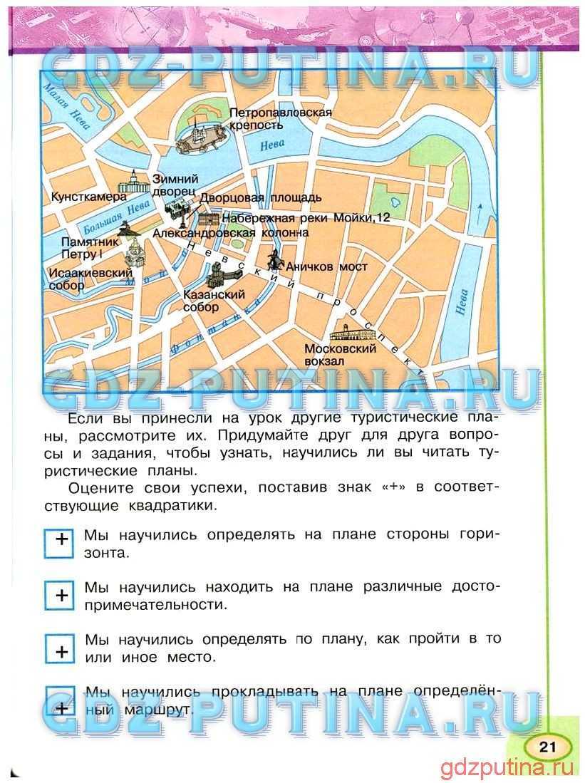 Рассмотри в учебнике фрагмент плана москвы какие достопримечательности: гдз 3 класс — окружающий мир. плешаков. тетрадь рабочая 1 часть, стр 15 —  