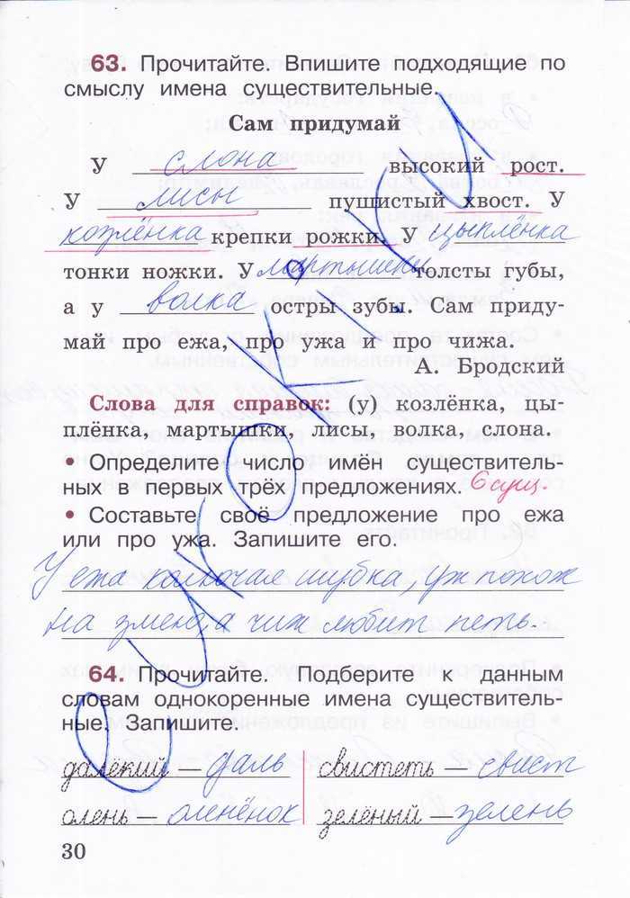 Гдз рф - готовые ответы по русскому языку для 2 класса рабочая тетрадь в.п. канакина школа россии  просвещение