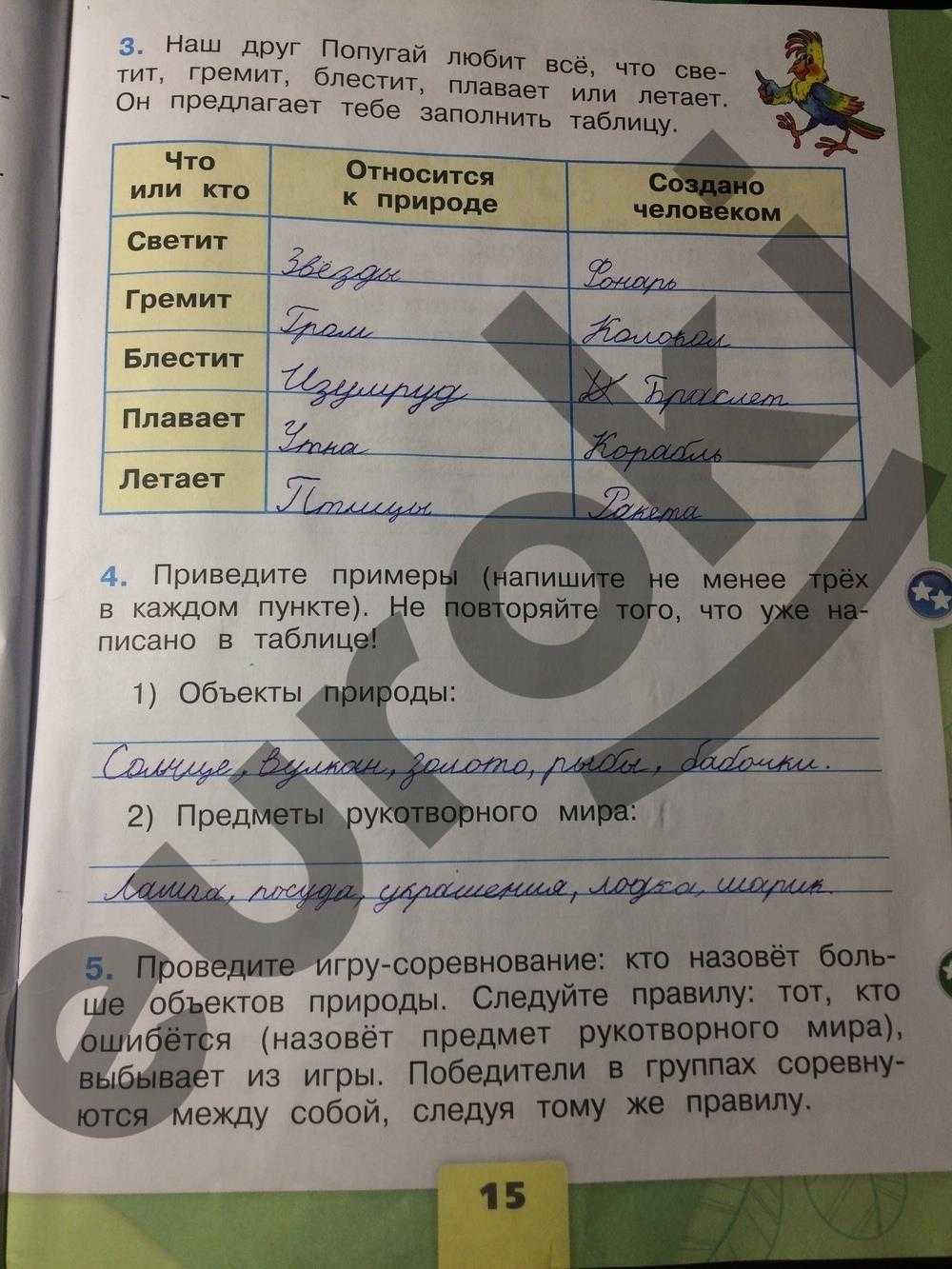 Гдз окружающий мир 2 класс рабочая тетрадь 1 часть плешаков