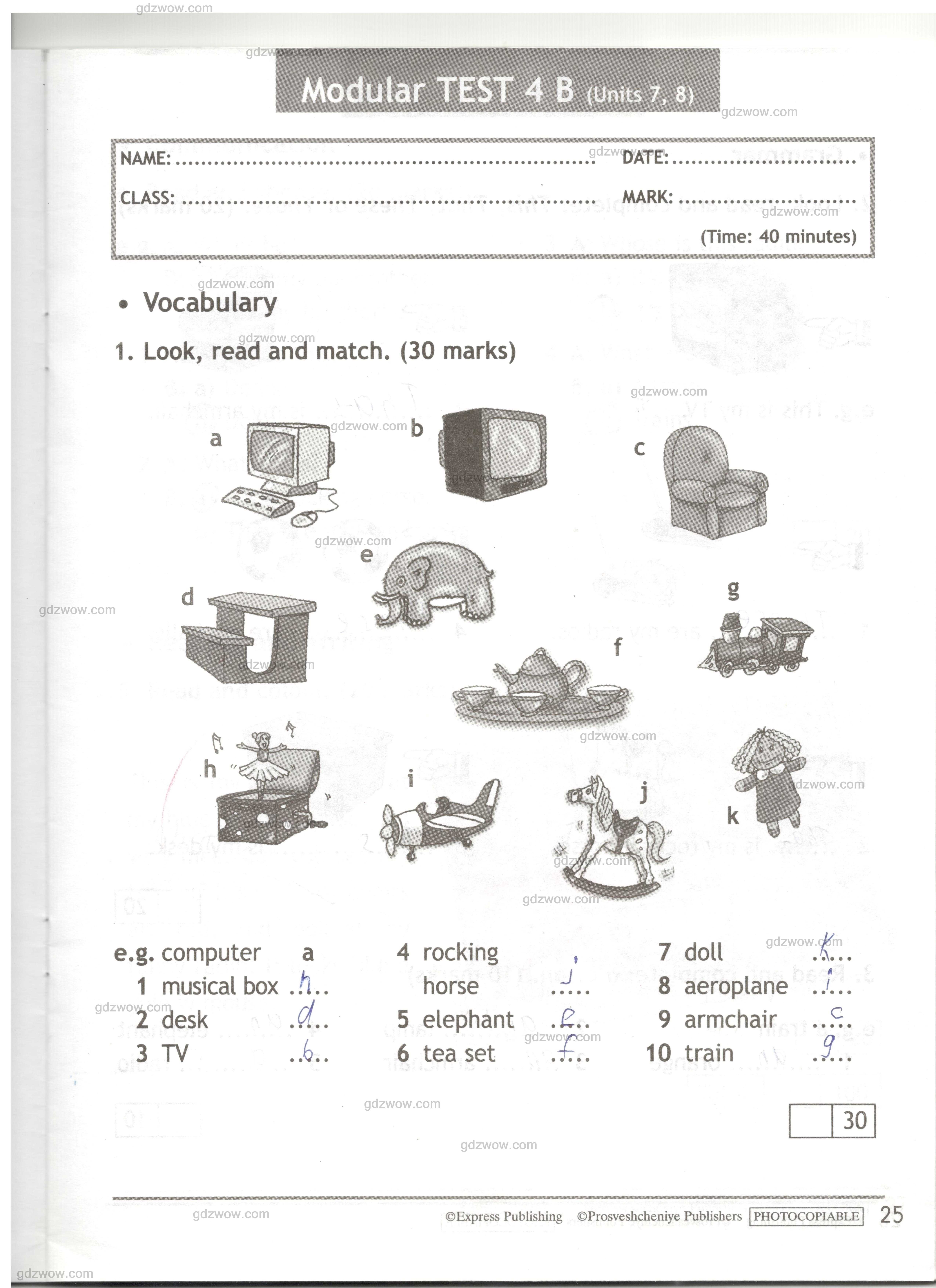 Ответы к test 1 a (module 1) гдз spotlight 6 test booklet английский язык - страница 2